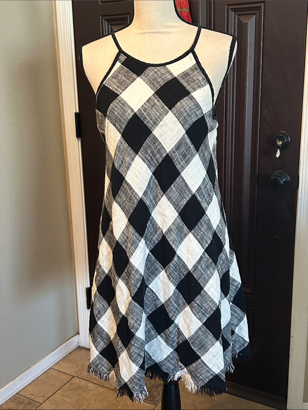 Cloth + Stone Linen Blend Gingham Dress
